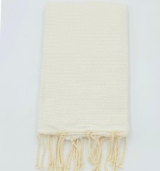 Fouta nid d'abeille unie blanc cassé