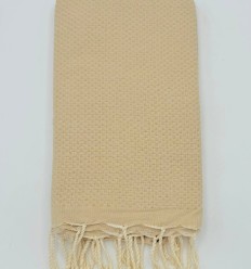 Fouta nid d'abeille unie beige sable