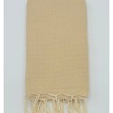 Fouta nid d'abeille unie beige sable