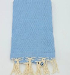 Fouta nid d'abeille unie bleu pastel