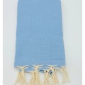 Fouta nid d'abeille unie bleu pastel