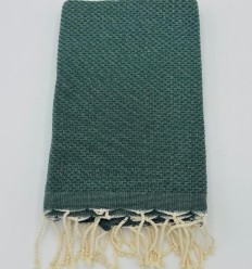 Fouta nid d'abeille unie vert bouteille