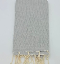 Fouta nid d'abeille unie gris perle