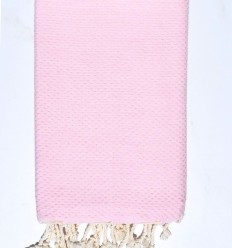 Fouta nid d'abeille unie rose bébé