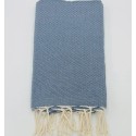 Fouta nid d'abeille unie bleu guède