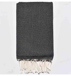 Fouta nid d'abeille unie noire