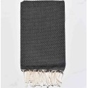 Fouta nid d'abeille unie noire