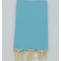 Fouta nid d'abeille unie bleu céleste