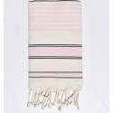 Fouta blanc crème, rose bébé et noir