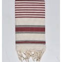Fouta blanc crème, bordeaux et noir