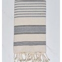 Fouta blanc crème, gris et noir