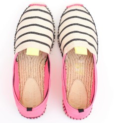 Espadrille rose fluo avec rayures 2