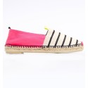 Espadrille rose fluo avec rayures