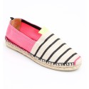 Espadrille rose fluo avec rayures