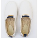 Espadrilles blanches avec bande bleu marine et jaune