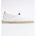 Espadrilles blanches avec bande bleu marine et jaune