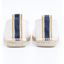 Espadrilles blanches avec bande bleu marine et jaune