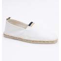 Espadrilles blanches avec bande bleu marine et jaune
