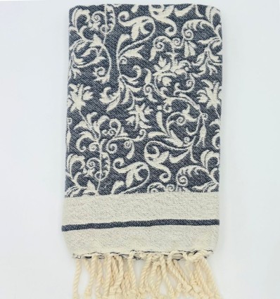 Fouta Fleur de Lys bleu nuit