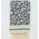 Fouta Fleur de Lys bleu nuit