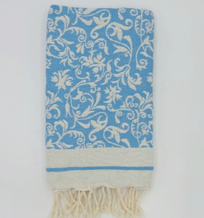 Fouta Fleur de Lys bleu roi clair