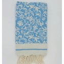 Fouta Fleur de Lys bleu roi clair