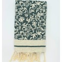 Fouta Fleur de Lys vert foncé