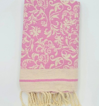 Fouta Fleur de Lys rose persan
