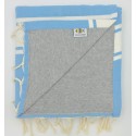 Fouta bleu doublée éponge gris