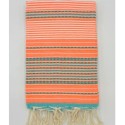 Fouta arabesque orange fluo avec rayures