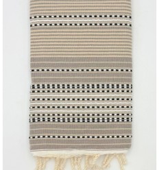 Fouta arabesque taupe avec rayures