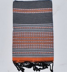 Fouta arabesque orange et gris