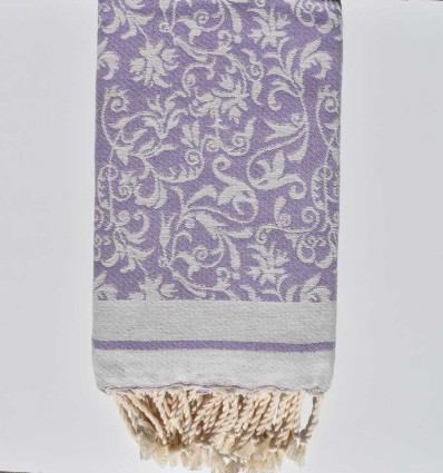 Fouta Jacquard parme Motifs Floraux – Élégante & Absorbante