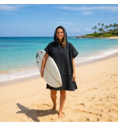 Poncho de plage gris noir