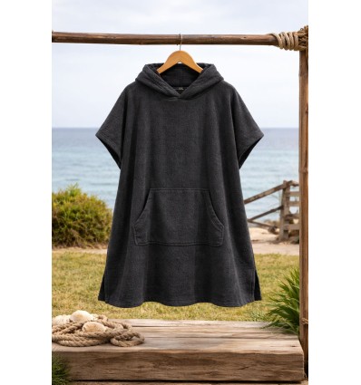 Poncho de plage gris noir