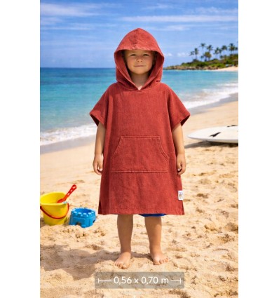 Poncho de plage enfant rouge bordeaux