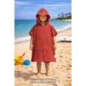 Poncho de plage enfant rouge bordeaux