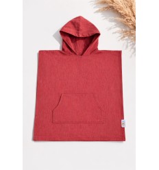 Poncho de plage enfant rouge bordeaux - FOUTA TUNISIA 2
