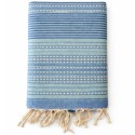 Jeté arabesque bleu et vert d'eau - Jeté de canapé, lit plaid coton