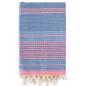 Jeté arabesque bleu et rose dragée - Jeté de canapé, jeté de lit, plaid