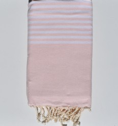 Jeté Aarthur rose bébé à bandes blanches 150x250 cm