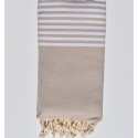 Jeté arthur beige à bandes blanches
