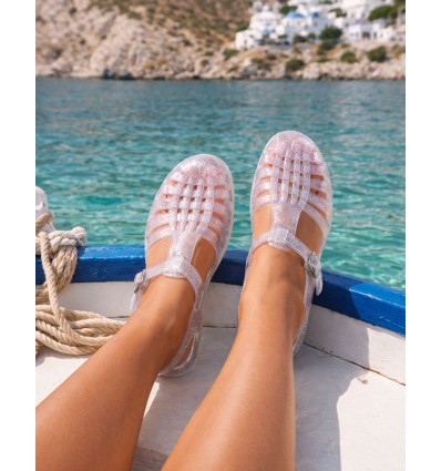 Sandales transparentes pailletées femme – chaussures légères et élégantes été