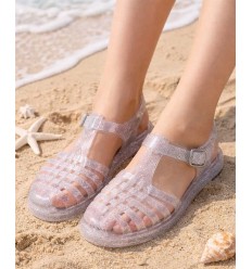 Sandales transparentes pailletées