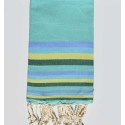 Fouta Miami lagon - Fouta turquoise à Rayures Multicolores