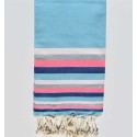 Fouta Miami bleu - Fouta bleu à Rayures Multicolores