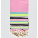 Fouta Miami couleur pink - Fouta Rose à Rayures Multicolores