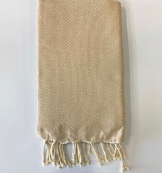 Fouta nid d'abeille unie beige