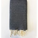 Fouta unie nid d'abeille bleu nuit