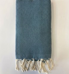 Fouta nid d'abeille unie bleu vintage